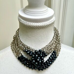 Hand-made Multi-strand Two-tone Beaded choker Necklace